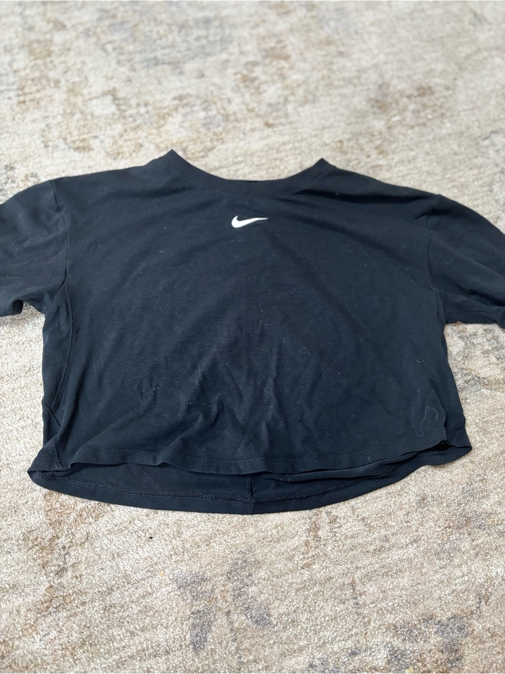 Nike Black Cropped Swoosh Short Sleeve Tee